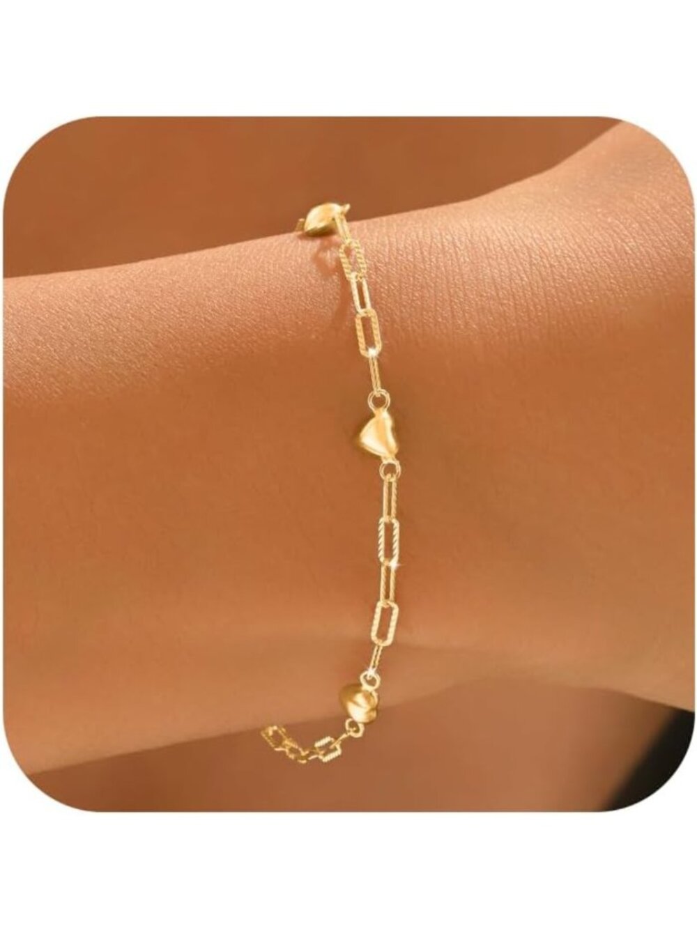 Sterling Silver Paperclip Heart Link Bracelet for Women - Elegant Jewelry Gift